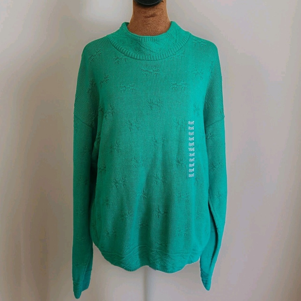 NWT Worthington Essentials Knit Vintage Sweater Women's Size S Green Relaxed Fit